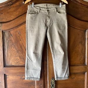 Olive Green Stretchy Skinny Cropped Jeans